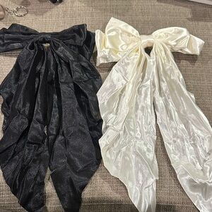 Elegant Black and White Satin Hair Bows